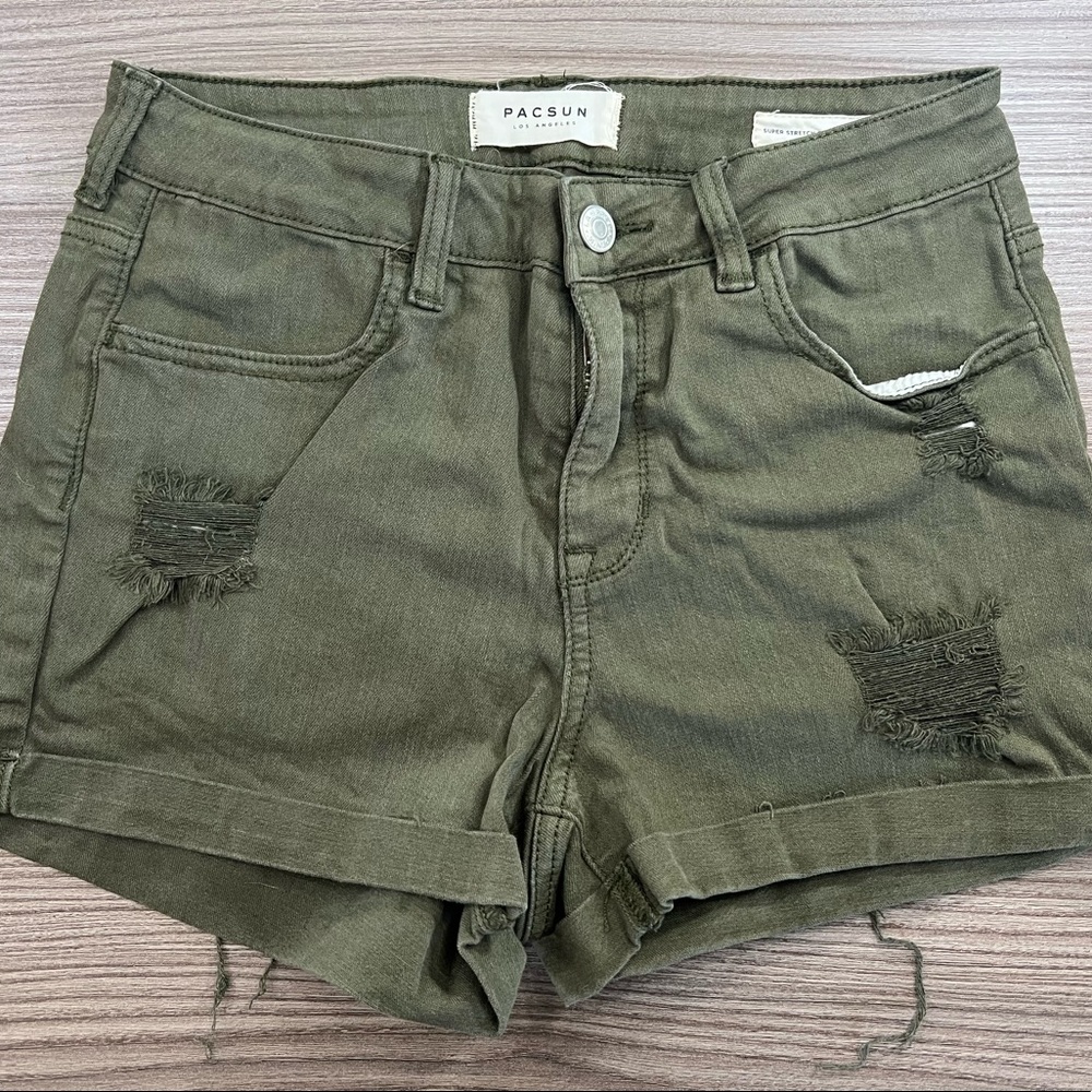 Military Green High Waisted Shorts